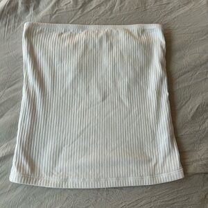 White Ribbed Women's Tube Top